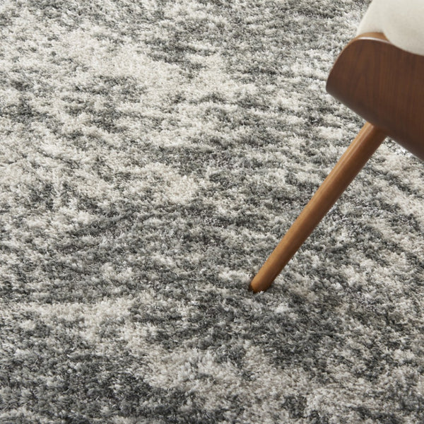 HomeRoots 4' Charcoal and Ivory Abstract Shag Area Rug - Plush, Modern Design for Cozy, Stylish Interiors 4' X 6' 550614