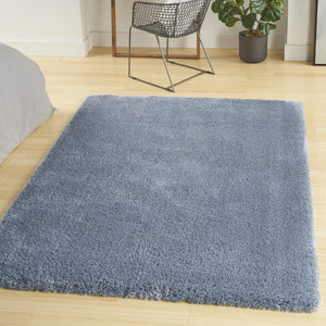 HomeRoots 4' Plush Blue Shag Area Rug - Luxurious Softness, Stain Resistant, Perfect for Homes with Kids & Pets 4' X 6' 550615