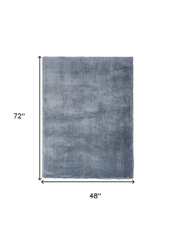 Homeroots 4' X 6' Blue Shag Area Rug  Polyester 550615