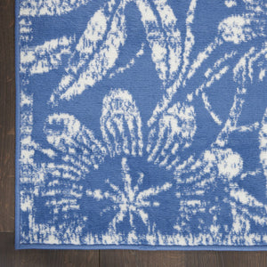 Homeroots 7' Inviting Ivory And Blue Floral Distressed Non-skid Area Rug For Durable, Stylish Home Décor 7' X 10' Polyester 550616