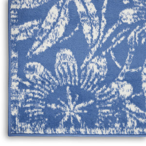 HomeRoots 7' Ivory and Blue Floral Distressed Area Rug - Timeless Charm for High-Traffic Spaces and Homes 7' X 10' 550616