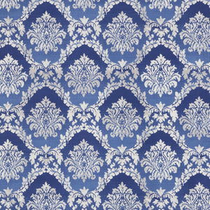 Homeroots 7' Ivory And Blue Damask Distressed Non-skid Area Rug – Durable, Stain-resistant, Stylish Home Accent 7' X 10' Polyester 550617