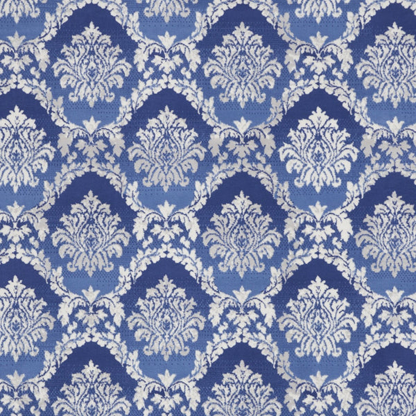 Homeroots 7' Ivory And Blue Damask Distressed Non-skid Area Rug – Durable, Stain-resistant, Stylish Home Accent 7' X 10' Polyester 550617