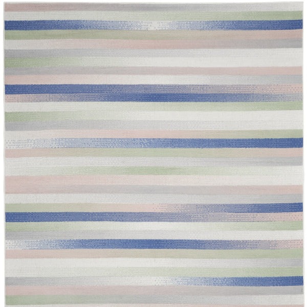 Homeroots 7' X 10' Ivory Tan And Blue Abstract Distressed Non Skid Area Rug  Polypropylene 550623