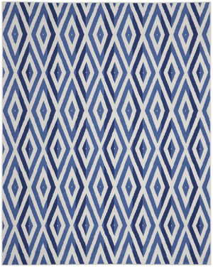 Homeroots 7' X 10' Ivory And Blue Geometric Distressed Non Skid Area Rug  Polypropylene 550633