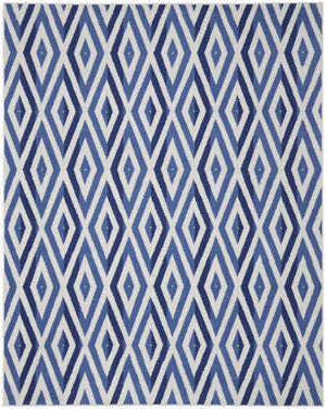 Homeroots 7' X 10' Ivory And Blue Geometric Distressed Non Skid Area Rug  Polypropylene 550633
