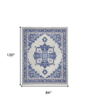 Homeroots 7' Elegant Floral Medallion Area Rug - Durable, Stain-resistant, Non-skid Design For Cozy Spaces 7' X 10' Polyester 550634