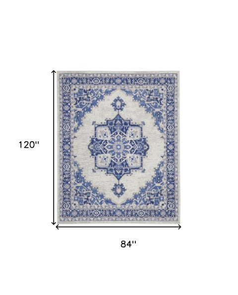 Homeroots 7' Elegant Floral Medallion Area Rug - Durable, Stain-resistant, Non-skid Design For Cozy Spaces 7' X 10' Polyester 550634