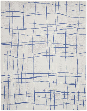 Homeroots 7' X 10' Ivory And Blue Abstract Distressed Non Skid Area Rug  Polypropylene 550635