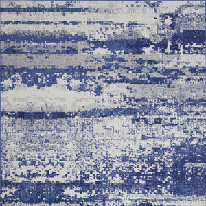 Homeroots 7' X 10' Ivory And Navy Blue Abstract Distressed Non Skid Area Rug  Polypropylene 550636