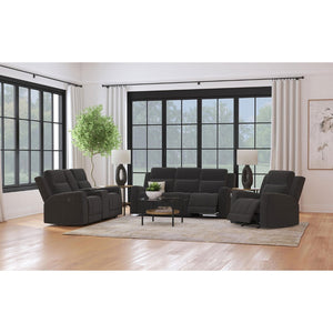 English Elm Slater Manual Reclining Sofa with Channel Tufted Back and Suede Leatherette Upholstery Charcoal B062P440397