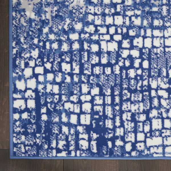 Homeroots 7' X 10' Ivory And Navy Blue Abstract Distressed Non Skid Area Rug  Polypropylene 550637