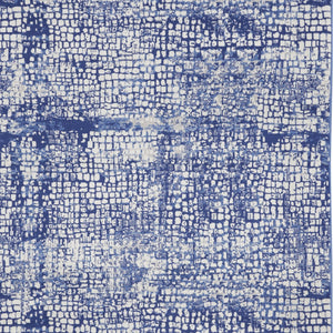 Homeroots 7' X 10' Ivory And Navy Blue Abstract Distressed Non Skid Area Rug  Polypropylene 550637