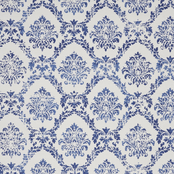 Homeroots 7' X 10' Ivory And Navy Blue Damask Distressed Non Skid Area Rug  Polypropylene 550639