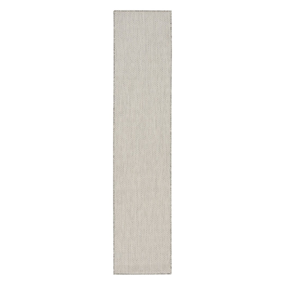 HomeRoots 20' Ivory and Silver Geometric Runner Rug – Stylish, Weather-Resistant, Versatile for Indoor/Outdoor Use 550647