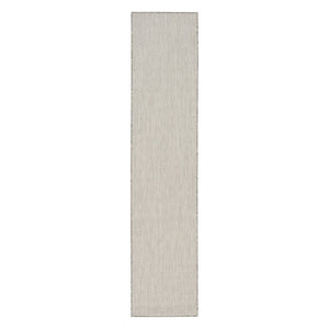 HomeRoots 20' Ivory and Silver Geometric Runner Rug – Stylish, Weather-Resistant, Versatile for Indoor/Outdoor Use 550647