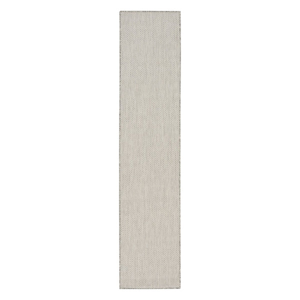 HomeRoots 20' Ivory and Silver Geometric Runner Rug – Stylish, Weather-Resistant, Versatile for Indoor/Outdoor Use 550647