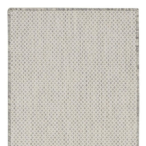 HomeRoots 20' Ivory and Silver Geometric Runner Rug – Stylish, Weather-Resistant, Versatile for Indoor/Outdoor Use 550647