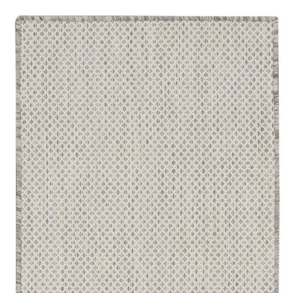 HomeRoots 20' Ivory and Silver Geometric Runner Rug – Stylish, Weather-Resistant, Versatile for Indoor/Outdoor Use 550647