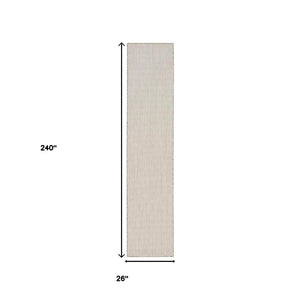 HomeRoots 20' Ivory and Silver Geometric Runner Rug – Stylish, Weather-Resistant, Versatile for Indoor/Outdoor Use 550647