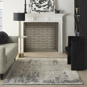 HomeRoots 4' Cream Black and Gray Abstract Area Rug – Modern, Durable Design for Cozy Spaces and Noise Reduction 4' X 6' 550648