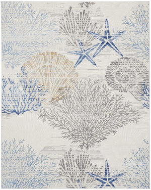 Coastal Seashell Coral Area Rug Polypropylene Non Skid Latex Backing for Living Room Decor