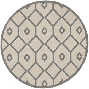 HomeRoots 8' Cream and Gray Round Geometric Area Rug - Stylish, Durable Indoor/Outdoor Design for Any Space 550654