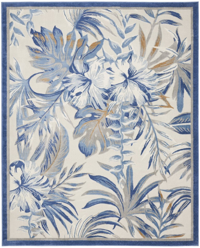 HomeRoots 8 X 10 Ivory Floral Area Rug Traditional Polypropylene Weave for Living Rooms 550656