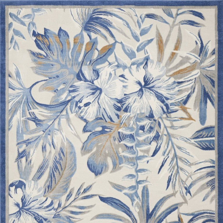 HomeRoots 8 X 10 Ivory Floral Area Rug Traditional Polypropylene Weave for Living Rooms 550656