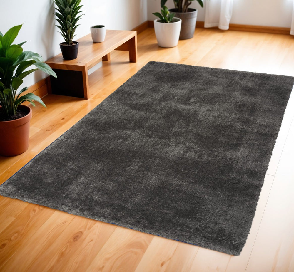 HomeRoots 4' Plush Gray Shag Area Rug – Soft, Durable, Stain-Resistant Design for Cozy Living Spaces 4' X 6' 550662