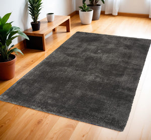 HomeRoots 4' Plush Gray Shag Area Rug – Soft, Durable, Stain-Resistant Design for Cozy Living Spaces 4' X 6' 550662