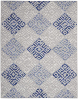 HomeRoots 7' Beige Blue and Gray Geometric Distressed Area Rug - Stylish, Stain-Resistant, Durable Design 7' X 10' 550664
