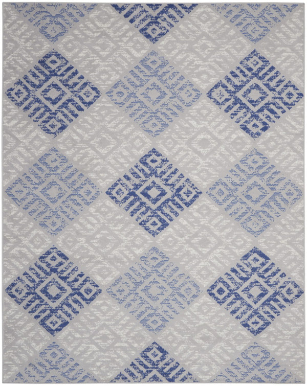 HomeRoots 7' Beige Blue and Gray Geometric Distressed Area Rug - Stylish, Stain-Resistant, Durable Design 7' X 10' 550664