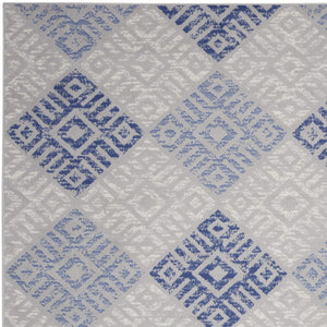 Homeroots 7' Stylish Geometric Distressed Area Rug In Beige, Blue & Gray – Durable, Non-skid, Stain Resistant 7' X 10' Polypropylene 550664