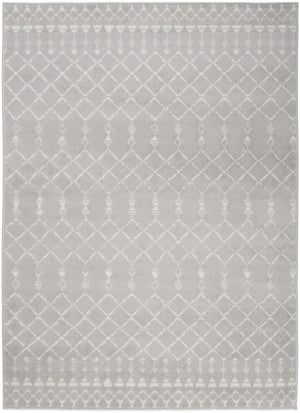 Homeroots 6' Gray And Ivory Moroccan Distressed Area Rug - Stain Resistant, Non-skid, Durable, Cozy Design 6' X 9' Polyester 550667