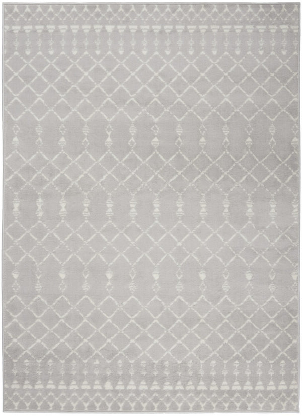 Homeroots 6' Gray And Ivory Moroccan Distressed Area Rug - Stain Resistant, Non-skid, Durable, Cozy Design 6' X 9' Polyester 550667
