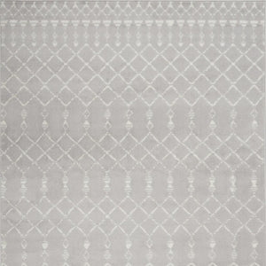 HomeRoots 6' Gray and Ivory Moroccan Distressed Area Rug - Soft, Non-Skid Design for Bohemian Home Décor 6' X 9' 550667