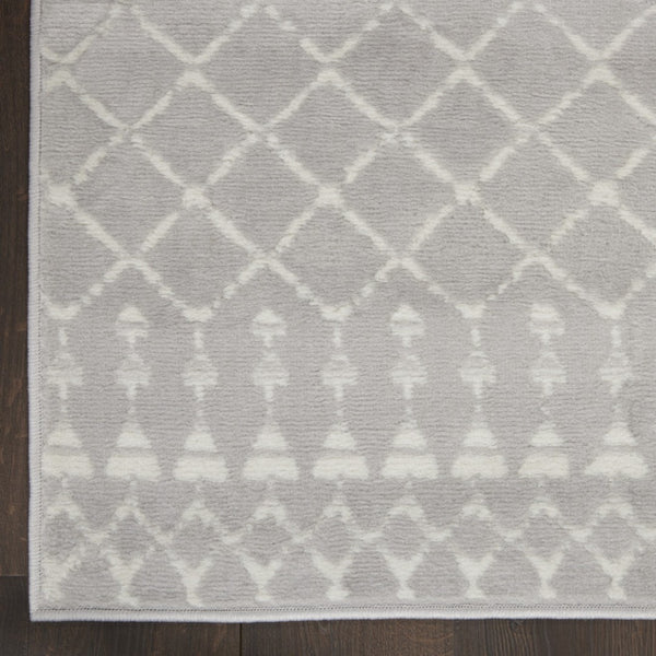 HomeRoots 6' Gray and Ivory Moroccan Distressed Area Rug - Soft, Non-Skid Design for Bohemian Home Décor 6' X 9' 550667