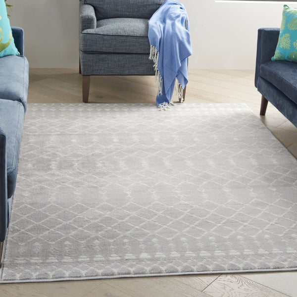 HomeRoots 6' Gray and Ivory Moroccan Distressed Area Rug - Soft, Non-Skid Design for Bohemian Home Décor 6' X 9' 550667