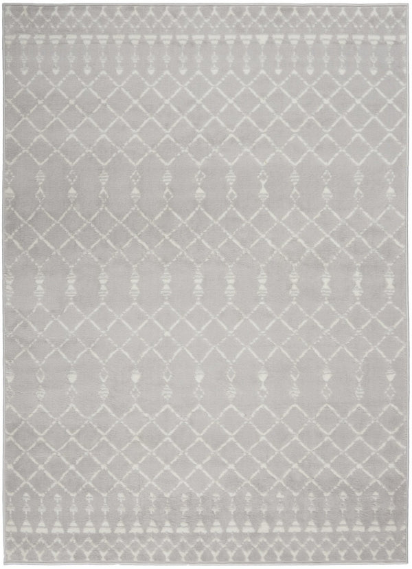 HomeRoots 6' Gray and Ivory Moroccan Distressed Area Rug - Soft, Non-Skid Design for Bohemian Home Décor 6' X 9' 550667