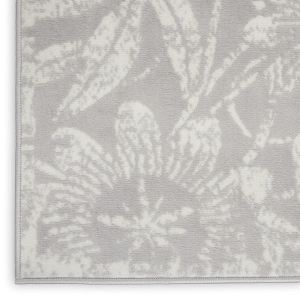 HomeRoots 7' Ivory and Gray Floral Distressed Area Rug - Durable, Stain-Resistant Design for Every Room 7' X 10' 550669