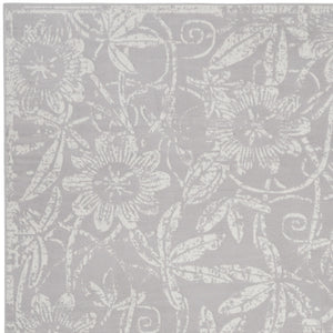 Homeroots 7' Ivory And Gray Floral Distressed Non-skid Area Rug - Perfect For Pets, Stain-resistant & Durable 7' X 10' Polyester 550669
