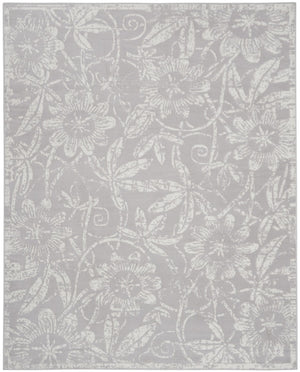 HomeRoots 7' Ivory and Gray Floral Distressed Area Rug - Durable, Stain-Resistant Design for Every Room 7' X 10' 550669