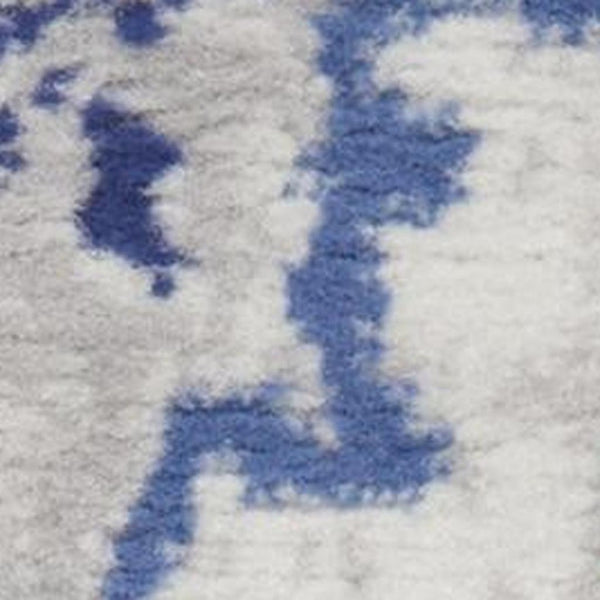 HomeRoots 7' Abstract Distressed Area Rug in Ivory, Blue, and Gray – Non-Skid, Stain-Resistant Modern Comfort 7' X 10' 550670