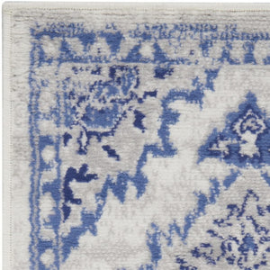HomeRoots 7' Abstract Distressed Area Rug in Ivory, Blue, and Gray – Non-Skid, Stain-Resistant Modern Comfort 7' X 10' 550670