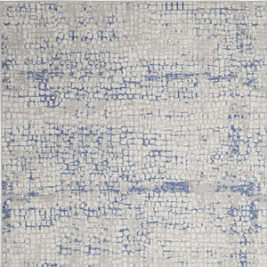 Homeroots 7' Abstract Ivory Blue And Gray Distressed Non-skid Area Rug - Durable, Stain-resistant Design For Home 7' X 10' Polyester 550670