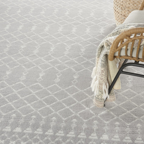 HomeRoots 6' Gray and Ivory Moroccan Distressed Area Rug - Soft, Non-Skid Design for Bohemian Home Décor 7' X 10' 550671