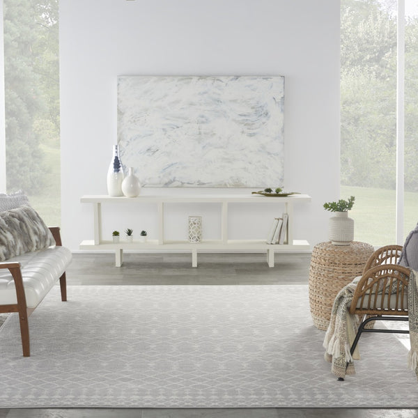 HomeRoots 6' Gray and Ivory Moroccan Distressed Area Rug - Soft, Non-Skid Design for Bohemian Home Décor 7' X 10' 550671