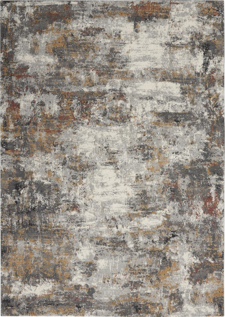 HomeRoots 4x6 Abstract Indoor Rug Ivory Blue Gray Polypropylene Stain Resistant Modern Accent 550677