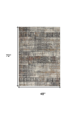 Homeroots 4' X 6' Ivory Gray And Golden Brown Abstract Area Rug  Polypropylene,Polyester 550678